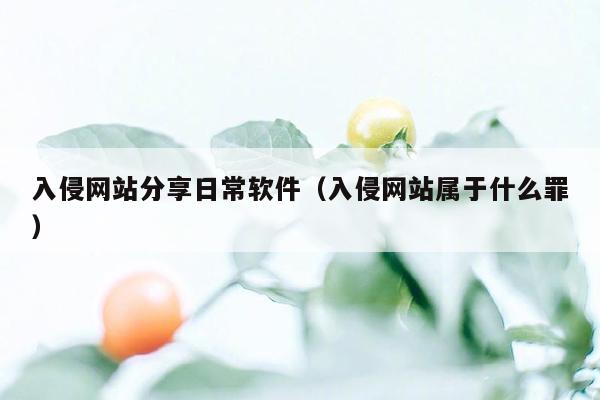 入侵网站分享日常软件（入侵网站属于什么罪）